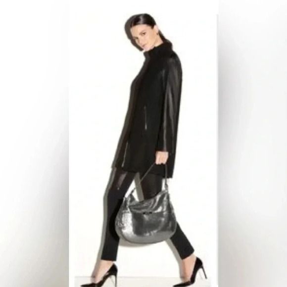 J. Crew Coat Vegan Leather Wool Black - Picture 9 of 9